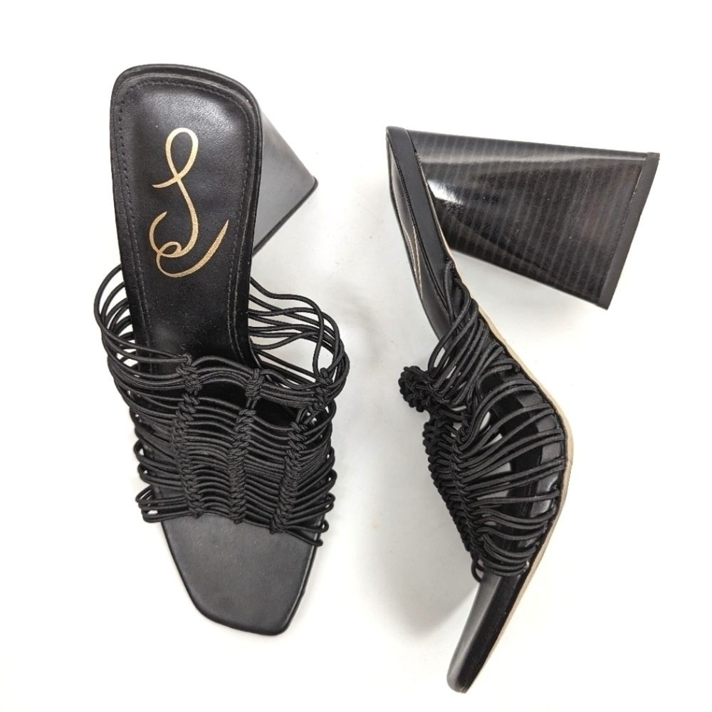 Sam Edelman Women's Black Laurette Triangular Block Heel Mule Sandals Size 7.5